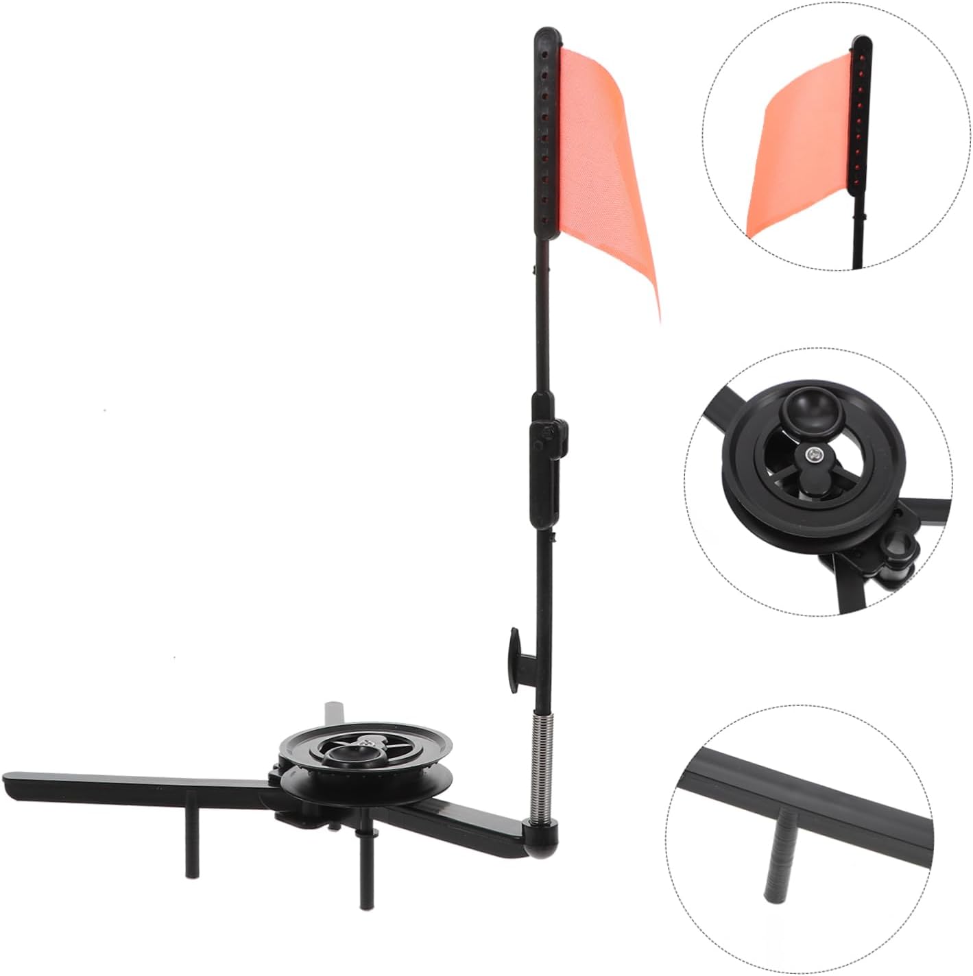Ice Fishing Tip-up Flag Portable Foldable Design Black Fishing Accessory for Hands Sturdy Ground Stakes