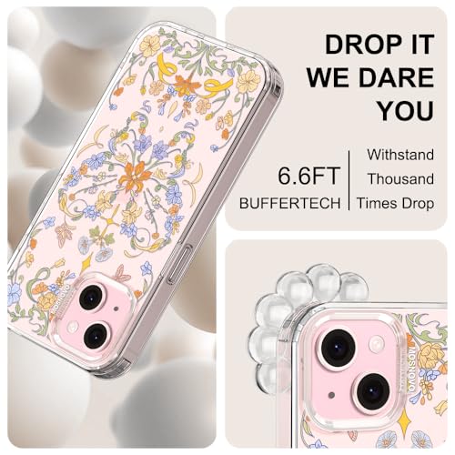MOSNOVO for iPhone 15 Case, Shockproof Military-Grade Protection 6.6ft Drop Tested, Clear Phone Case for iPhone 15, Garden of Butterfly Design by MOSNOVO - Used condition - Image 5