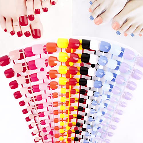 FLOFIA 288 Stk. Zehennägel Künstlich French Fußnägel Tips Falsche Zehennägel Set Natürlich Kunstnägel Zehen Nail Art DIY…