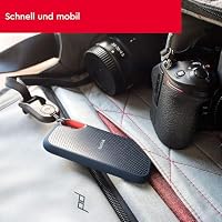 SANDISK Extreme Portable SSD 8 TB (tragbare NVMe SSD, USB-C, bis zu 1.050 MB/s Lesen/1.000 MB/s Schreiben, fallsicher aus bis zu 3 m, Wasser- und staubbeständig) Schwarz – Ansicht 2