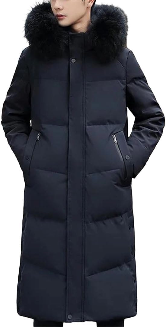 Men's Winter Jacket Down Coat Parka Padded Hooded Warm Long Outerwear