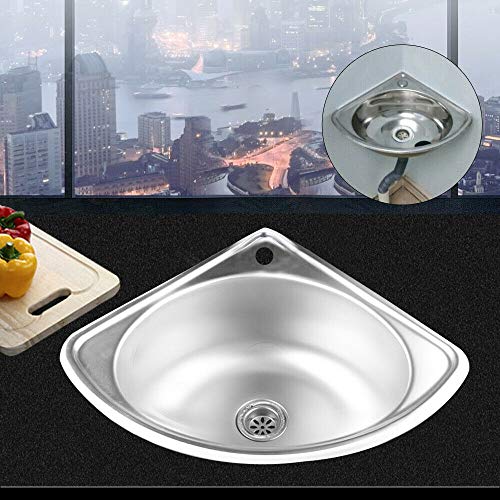 Triangle Bathroom Corner Sink, Upthehill Stainless Steel Kitchen Corner Sink Triangle Wash Basin Thick Small Sink Small Vessel Sink Triangle Cloakroom Basin #TOP2