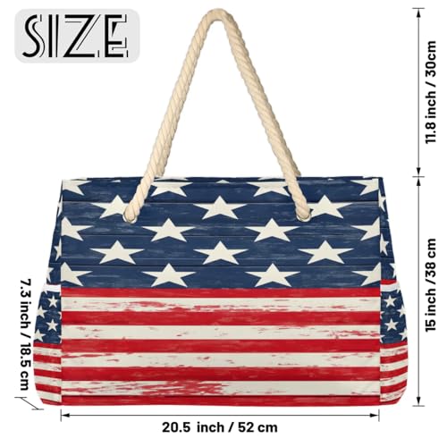 Large Beach Bags for Women, American Flag Waterproof Sandproof Beach Tote Bag Zipper Swim Pool Bag with Wet Compartment for Gifts Vacation Travel Beach Essential Weekend Bag2