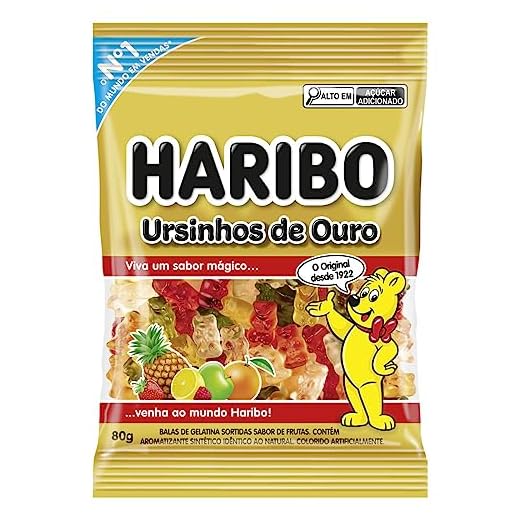 Bala de Gelatina Frutas Ursinhos de Ouro Haribo Pacote 80g