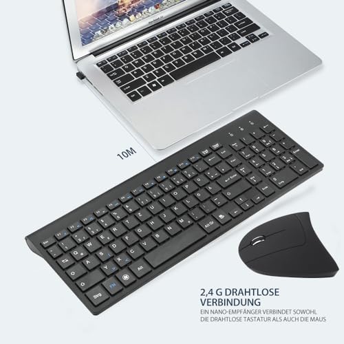 2,4 GHz Kabellose Vertikale Ergonomische Maus und Tastatur Combo Ultradünne tragbare Größe für PC Desktop Computer Laptop Mac Tablet (Left-Handed) – Bild 7