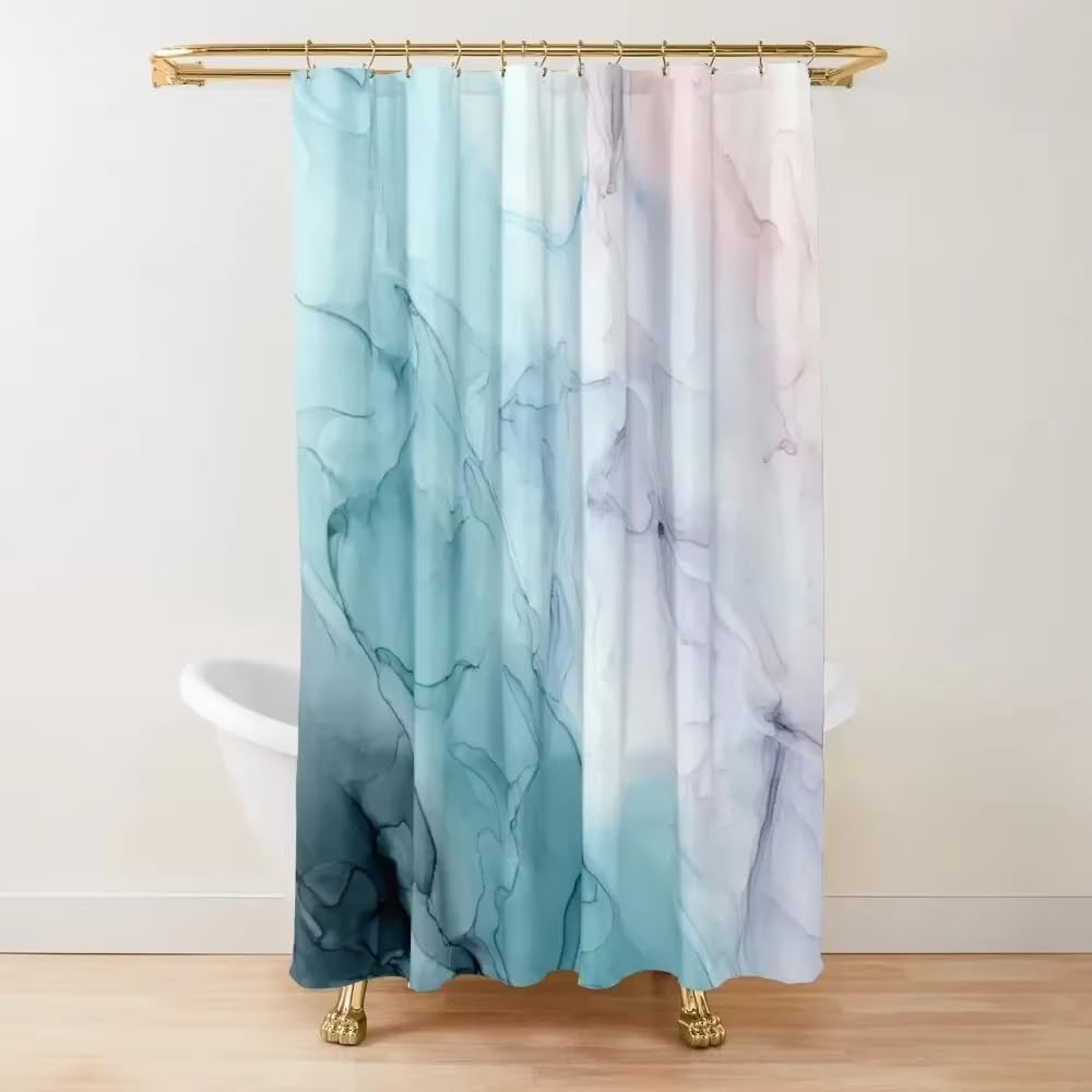 Marble Shower Curtain Set Watercolor Bath Curtain Bathroom Fabric Polyester Waterproof Modern Shower Curtains with 12 Hooks 41x63in/105x160cm(Width X Heigh)