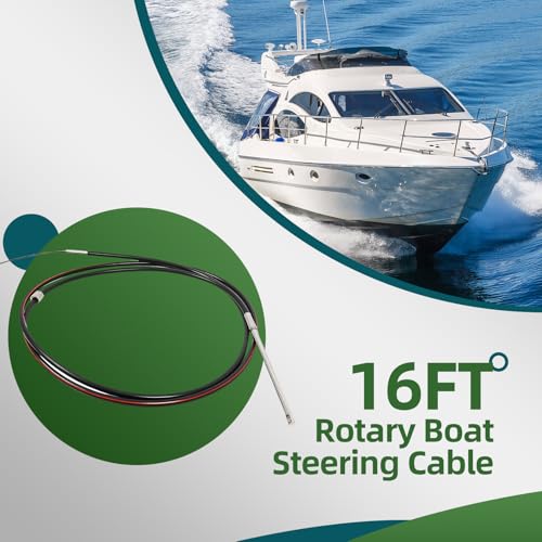 Yunnergo SSC6210 SSC6215 10FT 12FT 14FT 15FT Rotary Boat Steering Cable 16FT 17FT 18FT Compatible with M66X14 M66X16 (16FT)