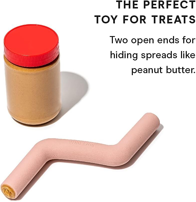 Wild One Bolt Bite Dog Toy 100% Natural Rubber, Fun to Chew, Chew Toy, Treat Dispensing, Durable for All Breeds and Average Chewers, Pink