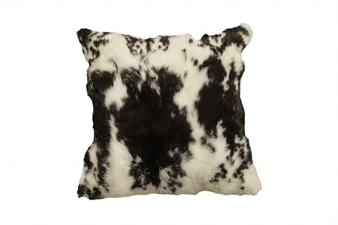 Bed Bath Beyond 18 X 18 Black and White Rabbit Zippered Natural Fur Animal Print Throw Pillow