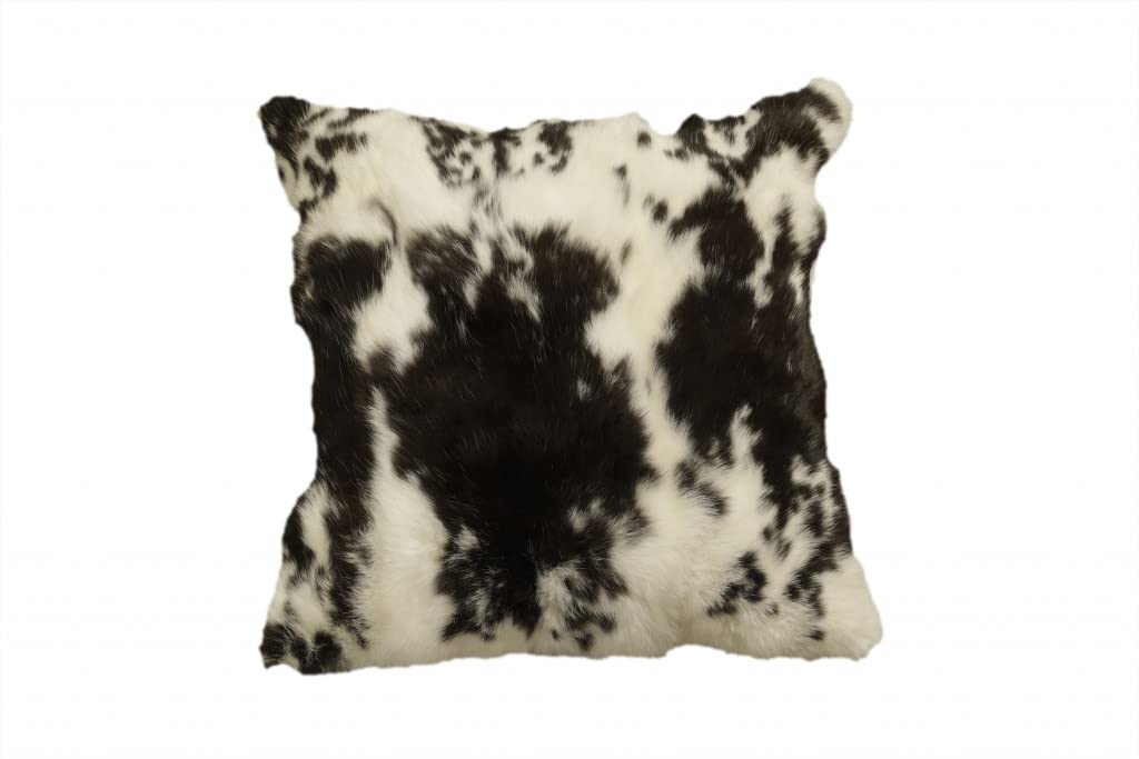 Bed Bath Beyond 18 X 18 Black and White Rabbit Zippered Natural Fur Animal Print Throw Pillow