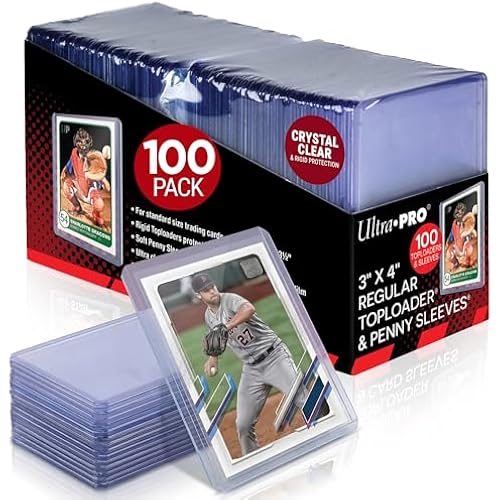 Ultra Pro 3" x 4" Clear Regular Toploaders & Card Sleeves Bundle, 100 Pack