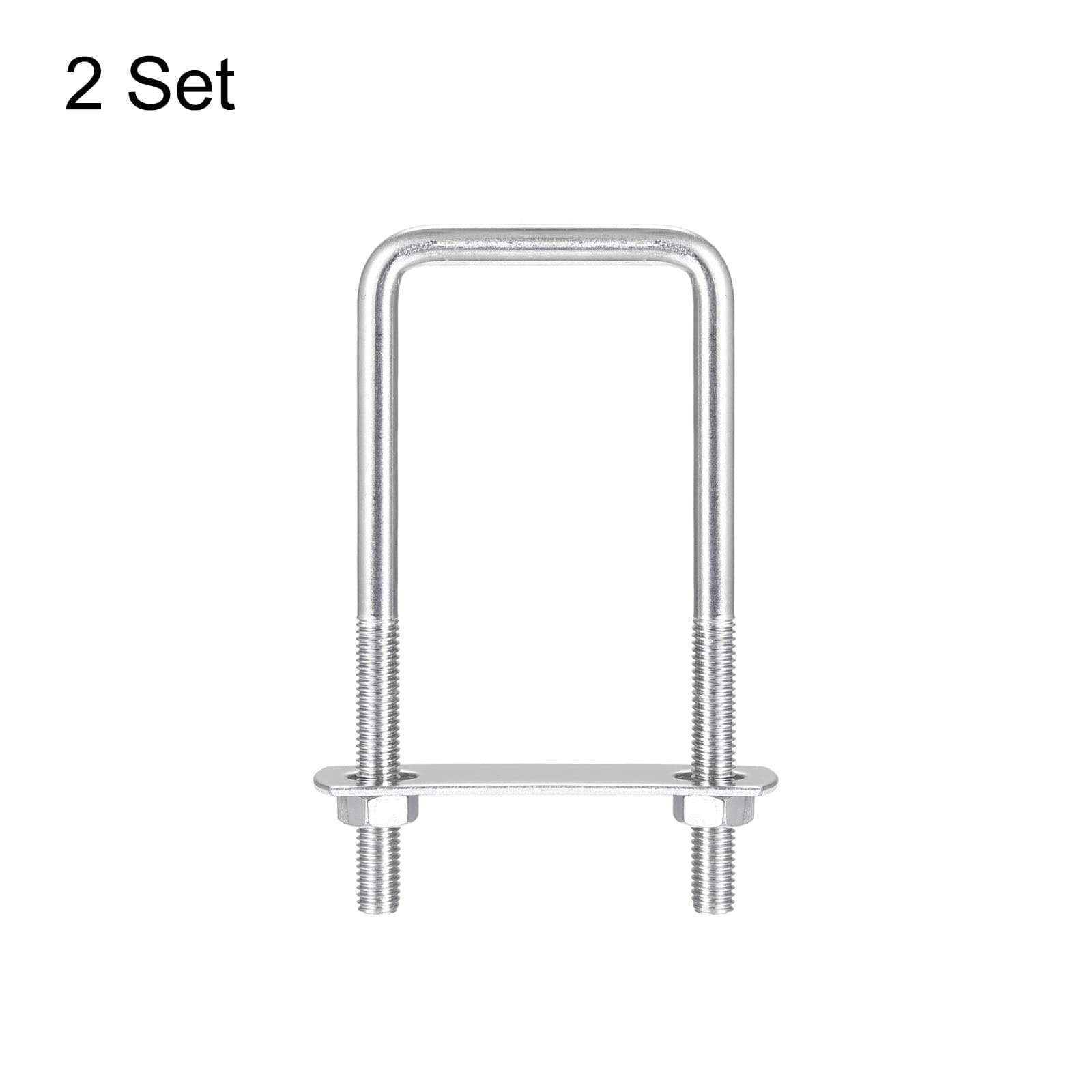 TA-VIGOR 2 sets M8 Square U-Bolts, 50mm Inner Width 120mm Length 304 Stainless Steel U-Bolts with Nut - Image 3