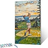 Peinture Numero Adulte, Terrain de golf Kit de Peinture à l'huile sur Toile Bricolage pour Enfant, Paint by Numbers avec Peintures et Pinceaux, Loisirs Créatifs Adultes, Cadeau 40x80cm Athlète 8017