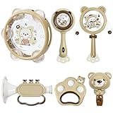 Baby Musical Toys for Toddlers 1-3: 6pcs Montessori Kids Musical Instruments Infant Baby Teething Toy with Rattle & Tambourine for Preschool Learning Birthday for Boys Girls