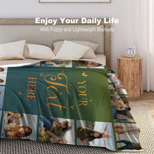 Custom Blanket with Photo Collage Made in USA Personalized Blankets with Picture Customized Dad Mom Wife Husband Family BBF Soft Throw Blanket Gift for Birthday Christmas Day Father Day Mother Day