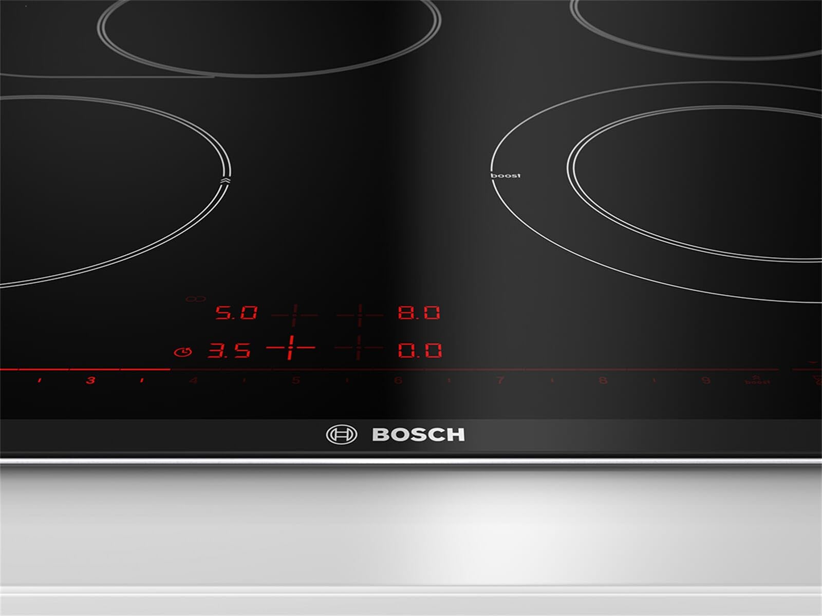 Bosch Placa eléctrica PKN675DP1D Serie 8 (autosuficiente)/60 cm/negro/ComfortProfil/DirectSelect Premium/17 niveles de potencia/PowerBoost/Seguridad para niños/indicador de consumo de energía/reinicio