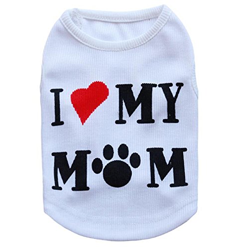 ZoonPark® Hundekleidung für Welpen, "I Love My Mom", Frühlingsweste, T-Shirt für kleine Hunde, Welpen, Katzen (XS) Cover