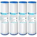 Membrane Solutions 5 Micron Pleated Polyester Sediment Water Filter 10"x2.5" Replacement Cartridge Universal Whole House Pre-Filter Compatible with W50PE, WFPFC3002, SPC-25-1050, FM-50-975 - 4 Pack