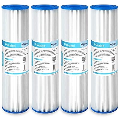 Membrane Solutions 5 Micron Pleated Polyester Sediment Water Filter 10"x2.5" Replacement Cartridge Universal Whole House Pre-Filter Compatible with W50PE, WFPFC3002, SPC-25-1050, FM-50-975 - 4 Pack