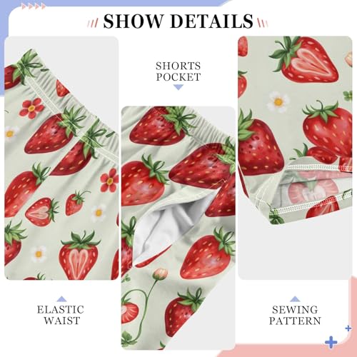 Pajama Pants Lounge Sleep PJ Bottoms Sleepwear Elastic Waist Drawstring S Strawberry4