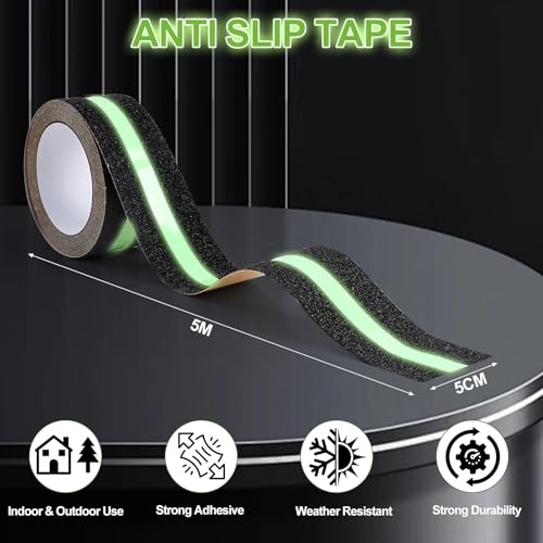 AiQInu Fluoreszierendes Anti-Rutsch-Band 5m x 5cm