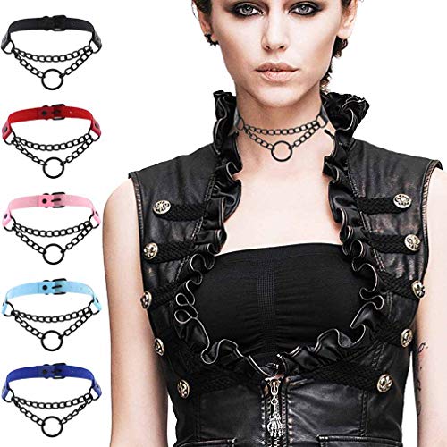Vintage Choker Collar Necklace,Punk Goth Pu Leather Collar Choker Necklace For Men Women Girls Boys (O) #TOP1