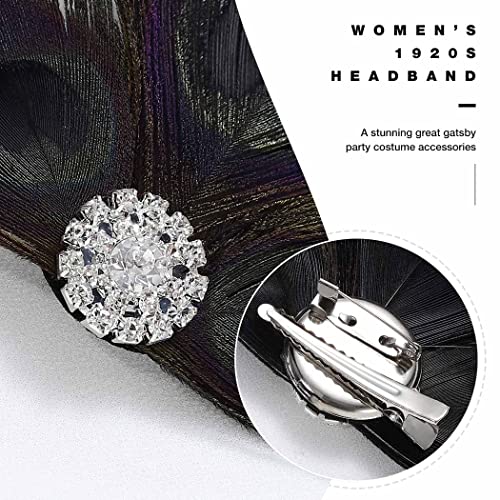 Fashey 1920S Accessories For Women Flapper Hair Clips Peacock Feather Headpieces Great Gatsby Headpiece Rhinestone Hair Pin Roaring 20S Headpieces Party Prom Hair Accessories #TOP4