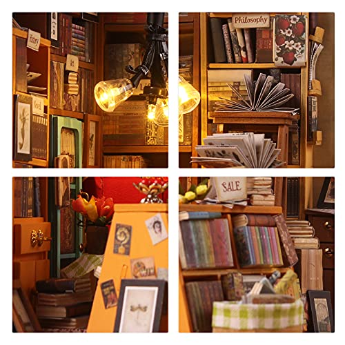 Zerone DIY Buchladen Modell, Miniatur Puppenhaus Stereoskopisches Form-Set DIY Buchladen Modell handgefertigte… – Bild 8