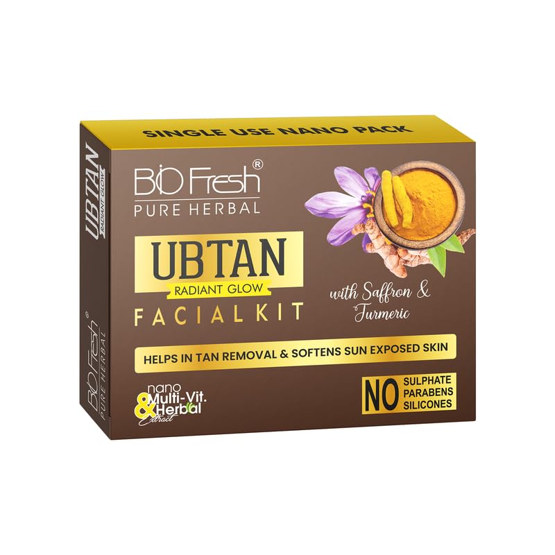 BIOFRESH Ubtan Facial Kit – 46gm Facial Kit Skin Care Set 5-Steps Turmeric Face Care Set with Massage Gel, Scrub, Cream, Pack, Glow Serum Tan Removal with Haldi Skincare Set (Pack of 1) BIOFRESH Ubtan Facial Kit – 46gm Facial Kit Skin Care Set 5-Steps Turmeric Face Care Set with Massage Gel, Scrub, Cream, Pack, Glow Serum Tan Removal with Haldi Skincare Set (Pack of 1)