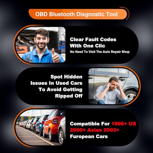 Image of B28 Bluetooth 5.3 OBD2 Scanner, Wireless Diagnostic Tool for Check Light, 1000+ Fault Codes (No ABS /SRS), Professional Code Reader for iOS & Android, Fits 1996+ OBDII Compliant Vehicles