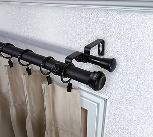 Mango 1" Double Curtain Rod 28-48 inch - Black