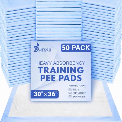 Image of GREEN LIFESTYLE Underpads - Training Pet Pee Pads for Dogs, Cats - Pads for Adults, Seniors and Children - Ideal for Incontinence Protection (Pack of 50 - 30x36)