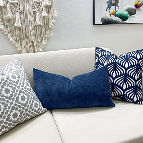 Slow Cow Cashmere Rectangular Pillow Cover Pillowcase Decorative Lumbar Throw Pillow Cover For Couch Sofa 12 X 24 Inches Navy Blue #TOP4