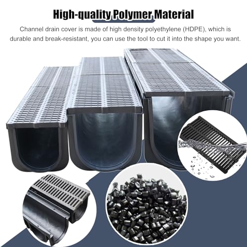 Kit de drainage de canal noir modulable avec connecteur et grilles durables