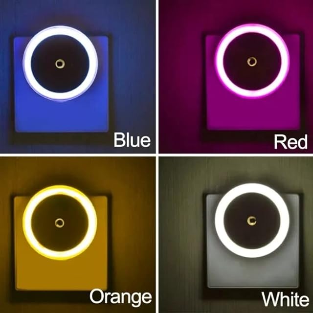 DRAMIQ® Auto Sensor Led Night Lamp 0.5W Fully Automatic Smart Sensor Led Plug Night light For Bedroom Gift Office Living Room kitchen (1, ROUND-WHITE) view 2