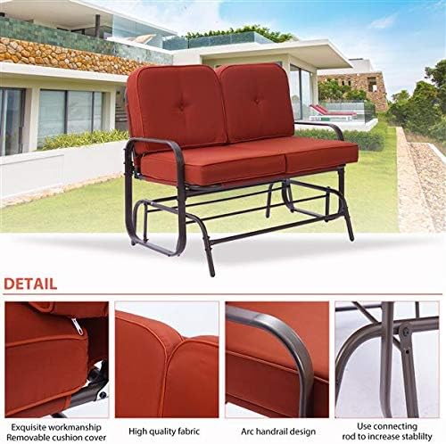 Loveseat Sofa for Balcony, Deck, Garden and Poolside H 36.61'' x W 46.6''x D 29.13" Chair Patio Bench Patio Steel Frame Chair
