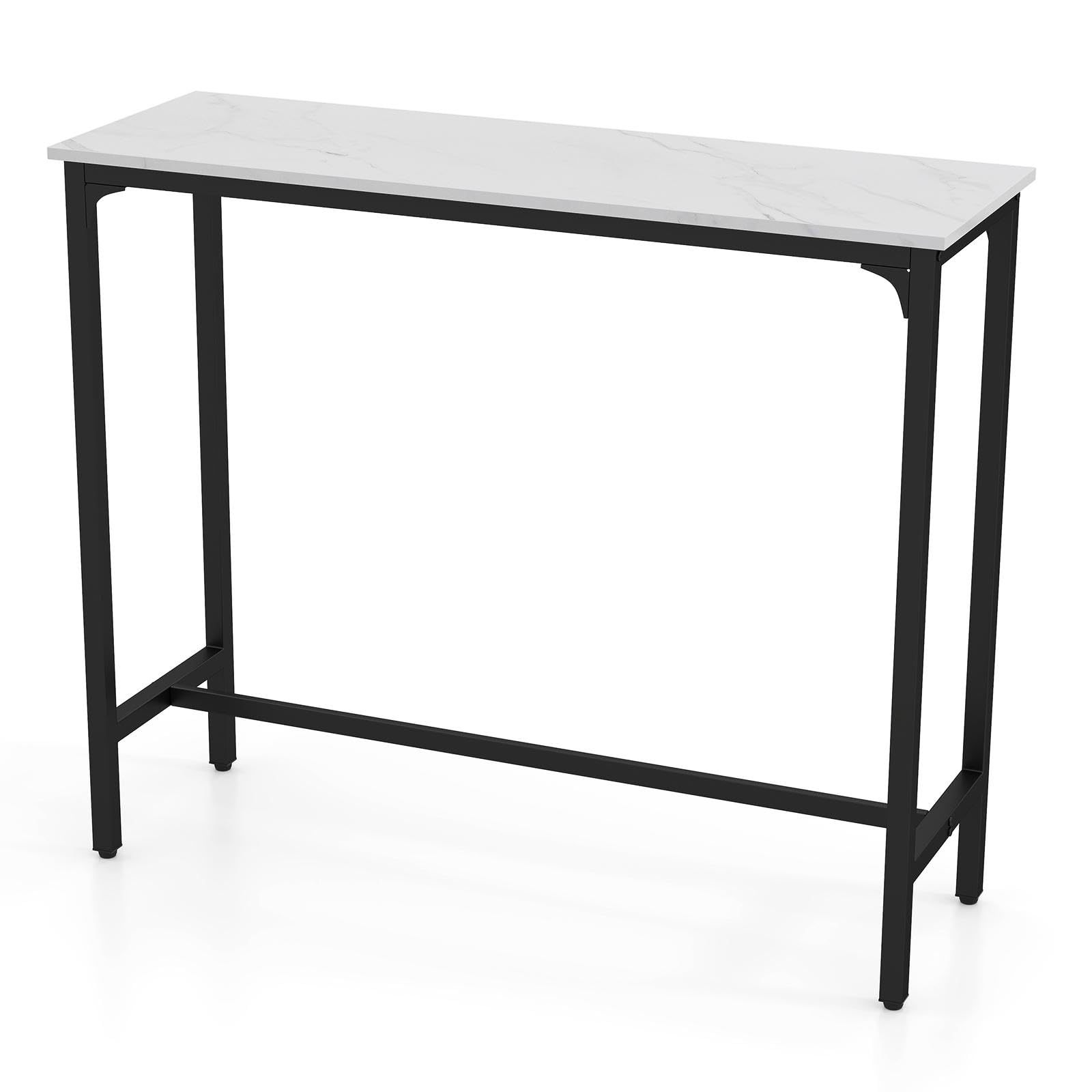 Table de bar industrielle 120x40 cm marbre blanc salle à manger pub