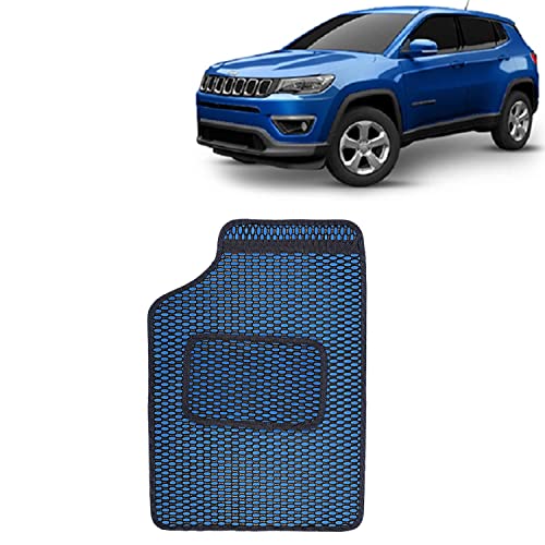 Image of Kingsway Dotted Design Car Floor Foot Mats Universal Fit for Jeep Compass, Model Year : 2017-2020, Water and Dustproof, Color Blue, Set of 5 Pieces