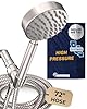 HammerHead Showers® Solid Metal LOW FLOW Handheld Shower Head with Hose and Brass Holder - BRUSHED NICKEL – Water Saving 1.75 GPM Detachable Shower Head - Adjustable Shower Wand Bracket & 6ft Hose