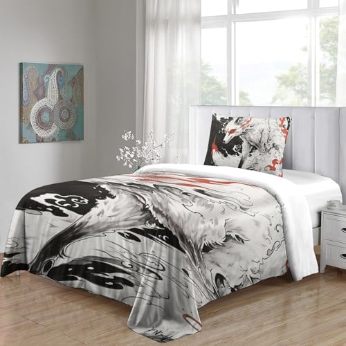 Housses de couettes loup en microfibre 3D douce 135x200 cm