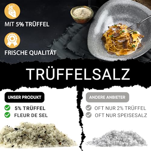 allerFeinst! - Premium Trüffelsalz mit 5% Trüffel | Gourmet Fleur de Sel Trüffelgewürz | Echter Sommertrüffel | Tuber aestivum, 1er Pack (1 x 50g)