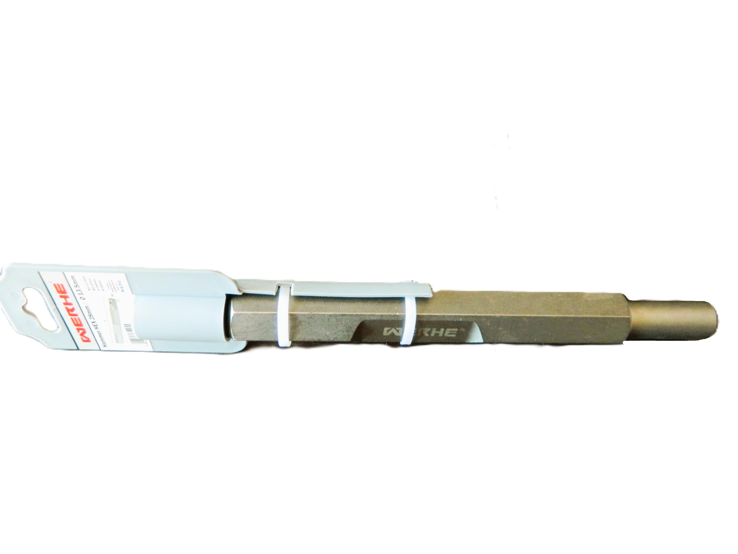 WERHE Hincador de Picas HEX28, Ø 13,5 mm, 22x260 mm | acero templado, compatible con martillos demoledores, profundidad del agujero 40 mm, para picas de tierra profundas