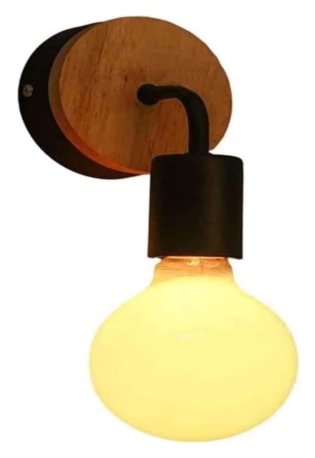 SYAXVOM Wall Lamp Bedroom Bedside Small Lamp, Aisle Corridor Dining Room Living Wrought Iron Elbow Lamps, Simple Light with Wood Chips/Black (Color : Noir)