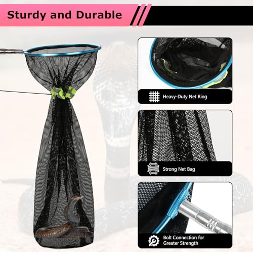 Image of Snake Catcher Net, Snake Grabber for Safe Reptile Handling and Capture - Effective Snake Catcher Grabber Tool with Closure Net, Snake Handling Tools with a Handle Extendable from 20'' to 45''