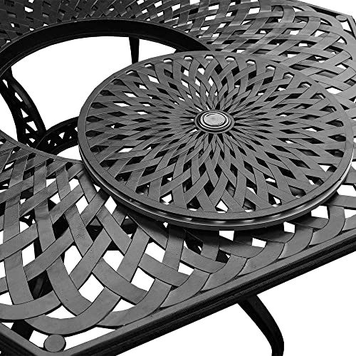 Image of Oakland Living 1822-1855(6)-LBK Modern Ornate Outdoor Mesh Aluminum 63-in Large Black Hexagon Patio Lazy Susan and Six Chairs Dining Set