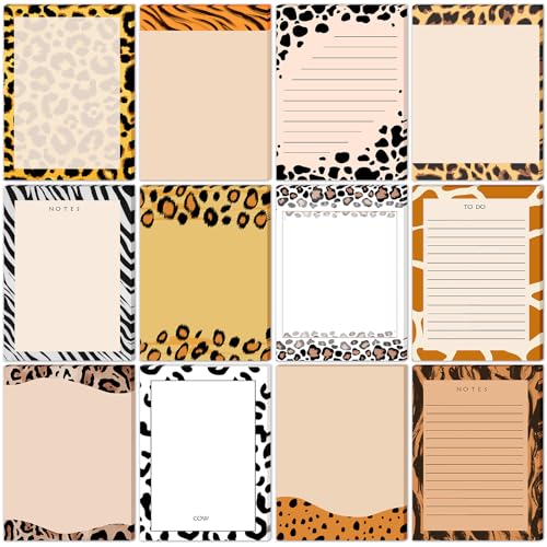 Gilprop 12 Pcs Modern Animal Print Sticky Notes 4" x 6" Self Stick Note Pad