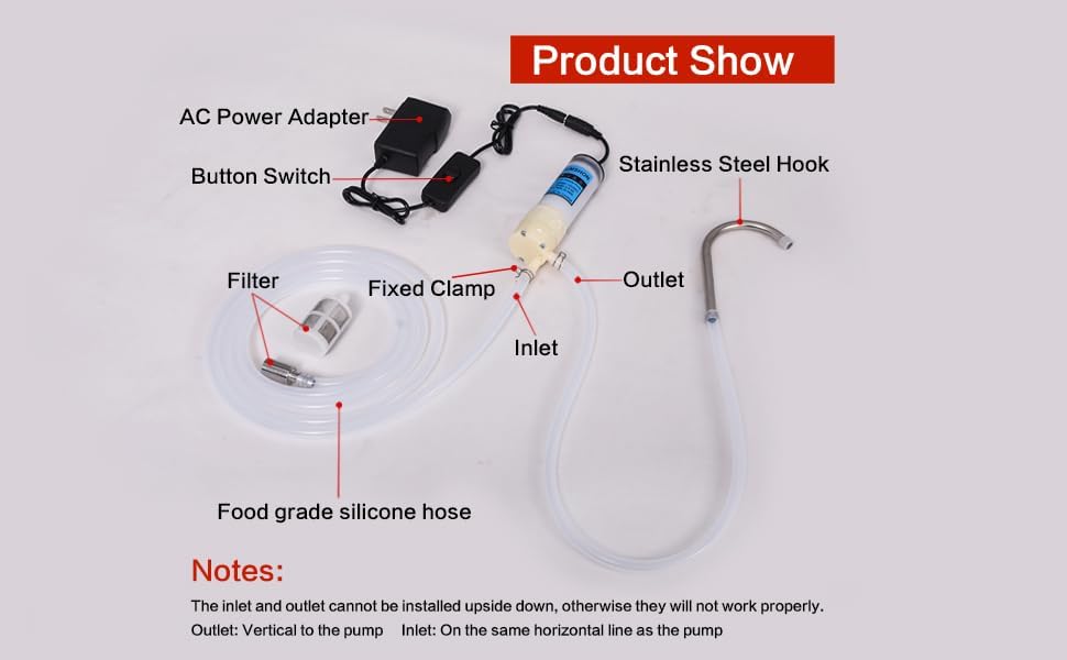 Food Grade Electric Water Transfer Pump 100-240V for Ice Maker,Coffee Machine and Water Cooling,Auto Siphon Small Self Priming Pump for Bottling Wine,Beer and Kombucha,2L/Min,Low Noise