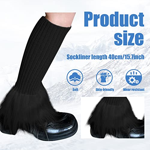 Suxgumoe Women's Leg Warmers, Y2K Knit Knee High Socks, Faux Fur Fuzzy Long Winter Boot Cuffs Cover2
