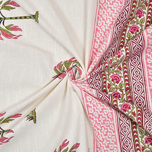 Image of BLOCKS OF INDIA Hand Block Printed Cotton Linen Daylight Door Curtain (Style 2, 7 Feetsemi Sheer, Grommet, Multicolor)
