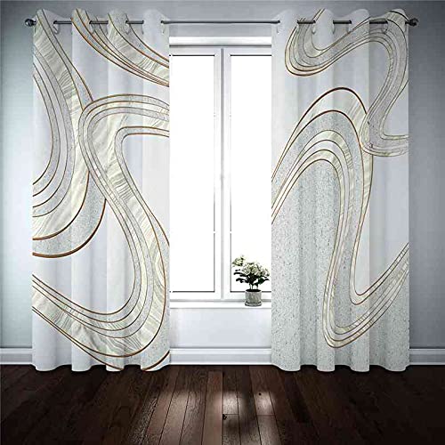 Rideau à oeillets avec lignes dorées abstraites, décoration moderne - 3